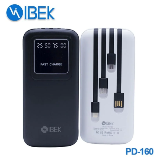 CARGADOR PORTATIL POWER BANK 20000MAH 2 USB IBEK INCLUYE CABLE TIPO C, LIGHTNING Y MICRO USB V8
