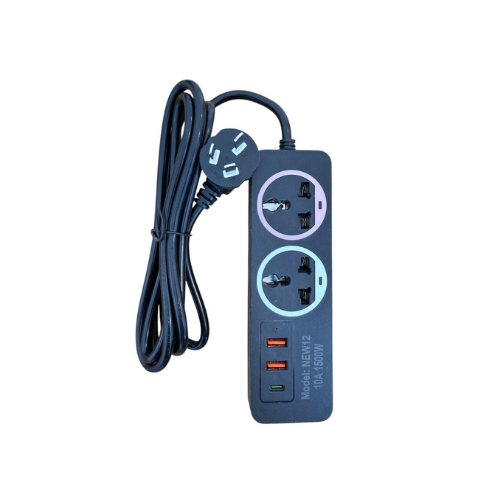 ZAPATILLA ELECTRICA 2 TOMAS 2 PUERTOS USB Y 1 ENTRADA TIPO C COLORES