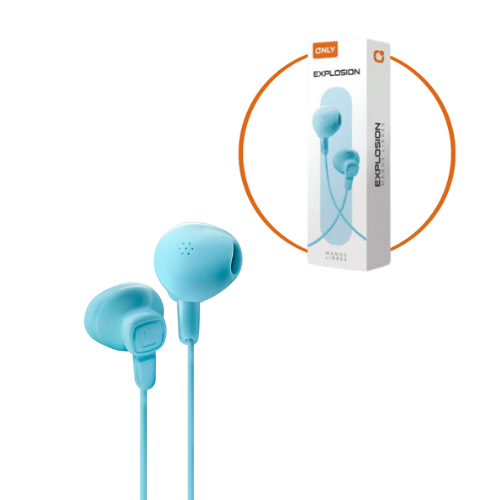 AURICULAR MANOS LIBRES CON MICROFONO ONLY IN EAR CELESTE