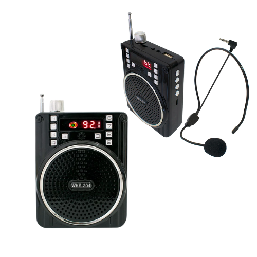 AMPLIFICADOR CON MICROFONO RADIO MEGAFONO CON CABLE /USB SD/ KARAOKE/ FM/ RECARGABLE RA021
