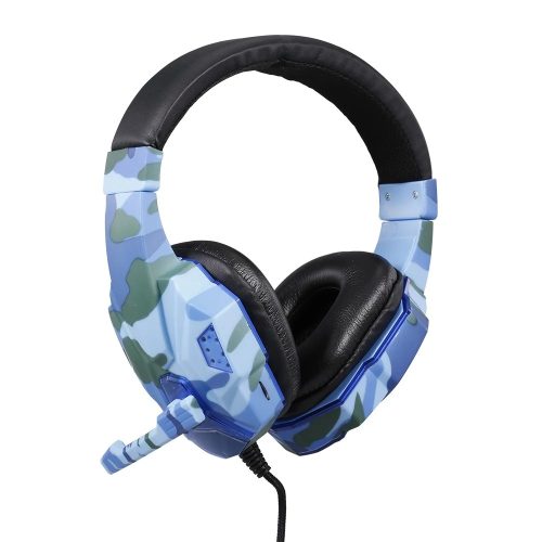 AURICULAR GAMER SKYWAY CAMUFLADO AZUL FORTUNITY MICROFONO 2 PLUG 3.5 Y USB PARA PC INCLUYE ADAPTADORES