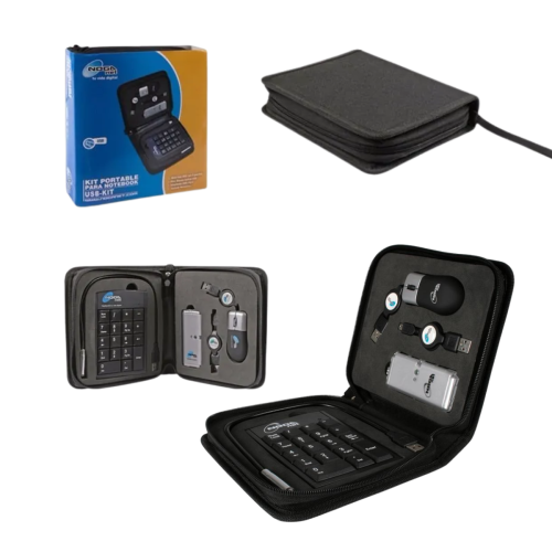 KIT MINI COMBO NOTEBOOK PORTABLE HUB USB 4 PUERTOS/MOUSE OPTICO/ADAP USB/TECLADO NUM/LUZ USB NOGA (CSI)