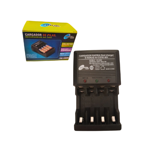 CARGADOR PILAS AA Y AAA NOGA 2 O 4 PILAS LED INDICADOR DE CARGA RAPIDA 220V DIRECTO (CSI)