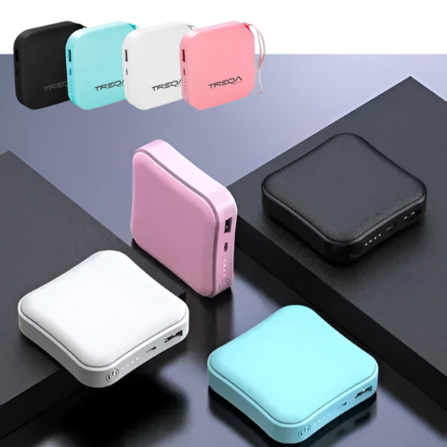 CARGADOR PORTATIL POWER BANK 6000MAH TREQA COLORES 10X8CM INCLUYE CABLE USB A USB TIPO C