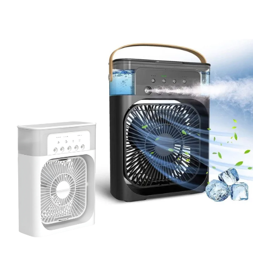 VENTILADOR MINI COOLER AIRE FRIO HIELO HUMIDIFICADOR LUZ USB RGB 24CM ALTO X 17CM ANCHO 10W