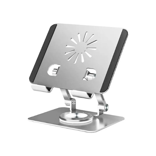 BASE SOPORTE NOTEBOOK 11" TABLET ALUMINIO REGULABLE EN ALTURA GIRO 360ª ANCHO 15X13 ALTO 13CM