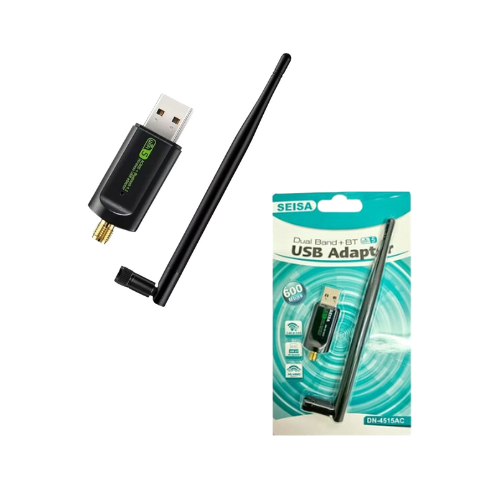 ADAPTADOR RECEPTOR BLUETOOTH Y WIFI 600 MBPS DONGLE DUAL 2 EN 1 SEISA DN-4515AC