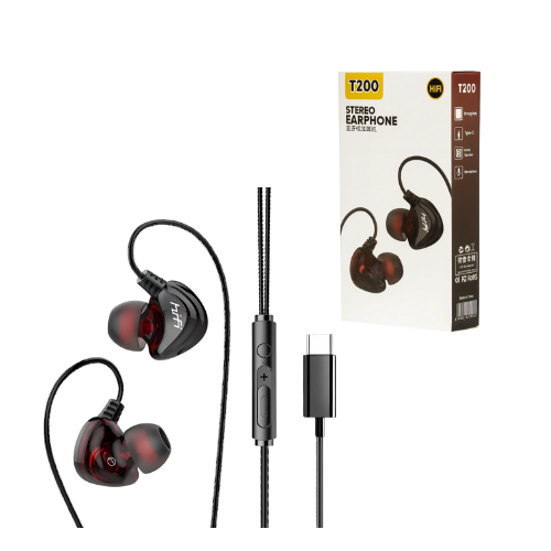 AURICULAR MANOS LIBRES CON MICROFONO USB TIPO C IN EAR NEGRO HIFI