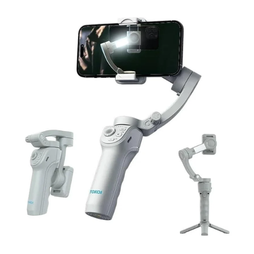 ESTABILIZADOR CAMARA + SOPORTE CAMARA/CELULAR LUZ INDICADOR GIMBAL 3 EJE TOKQI