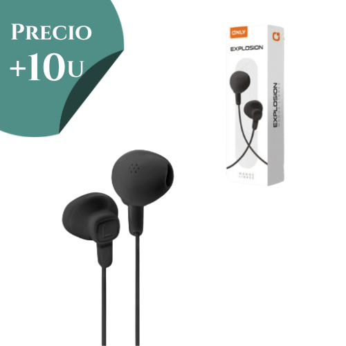 AURICULAR MANOS LIBRES CON MICROFONO ONLY IN EAR NEGRO *** PRECIO COMPRANDO + 10 UNIDADES ***