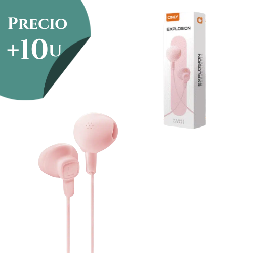 AURICULAR MANOS LIBRES CON MICROFONO ONLY IN EAR ROSA *** PRECIO COMPRANDO + 10 UNIDADES ***