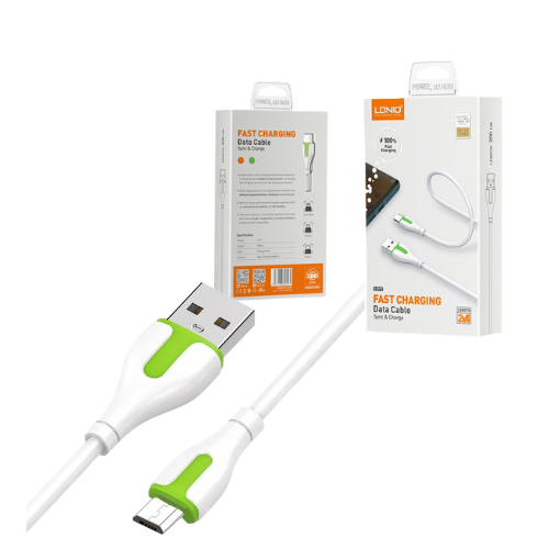 CABLE USB A MICRO USB 2.1A 2 METROS LDNIO PREMIUM LS572 GREEN