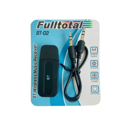 ADAPTADOR RECEPTOR BLUETOOTH DONGLE 10 METROS CON PUERTO 3.5MM INCLUYE CABLE PLUG