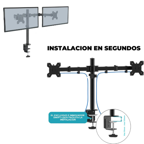 SOPORTE MONITOR DOBLE 15'' 30''/ LCD / PARA MESA ESCRITORIO 100 X 100 VESA máximo 8KG
