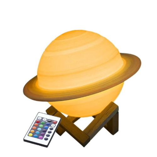 LUZ VELADOR SATURNO TACTIL RECARGABLE RGB CON CONTROL REMOTO 11X14CM FULLTOTAL
