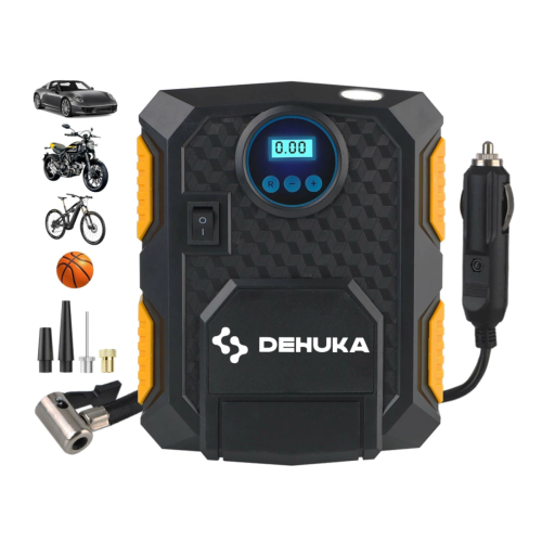 COMPRESOR INFLADOR DE AIRE DIGITAL YY-3609 12V AUTO/MOTO/BICICLETAS/PELOTA/PILETA 150 PSI 120W DEHUKA