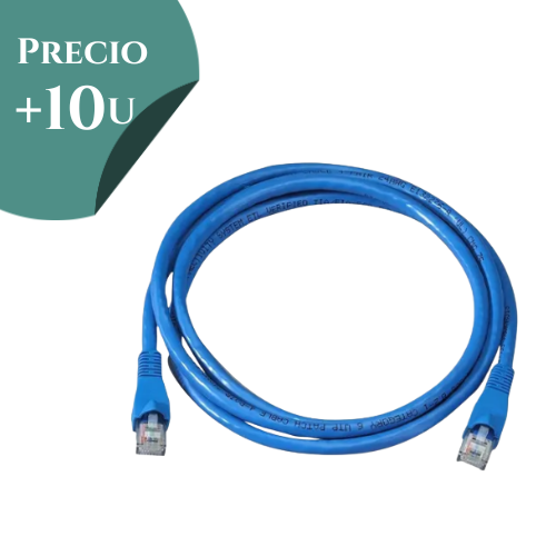 CABLE DE RED UTP 1 MTS PATCH CORD CAT5 AZUL *** PRECIO COMPRANDO + 10 UNIDADES ***