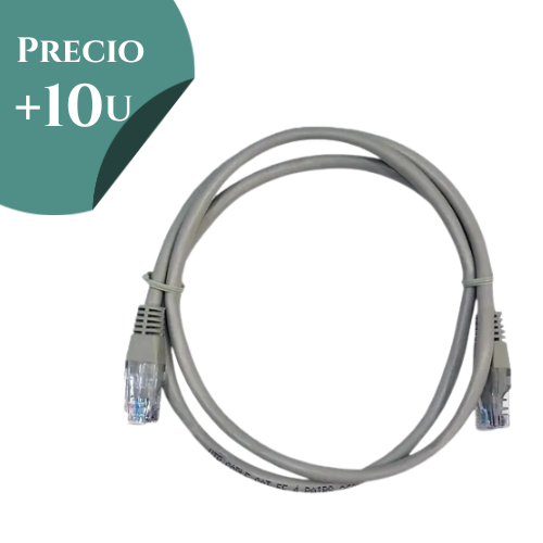 CABLE DE RED UTP 1 MTS PATCH CORD CAT5 GRIS *** PRECIO COMPRANDO + 10 UNIDADES ***