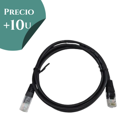 CABLE DE RED UTP 2 MTS PATCH CORD CAT5 NEGRO *** PRECIO COMPRANDO + 10 UNIDADES ***