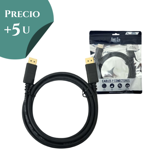 CABLE DISPLAYPORT MACHO A DISPLAYPORT MACHO 1.8MTS INT.CO 06-006-1.80 *** PRECIO COMPRANDO + 5 UNIDADES ***