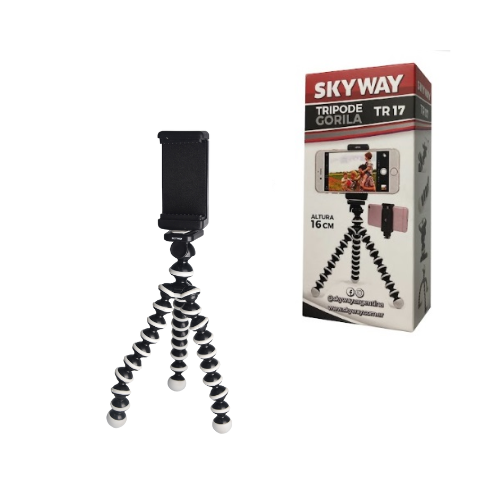 TRIPODE MESA GORILA FLEXIBLE 16CM TR17 Y SOPORTE CELULAR SKYWAY
