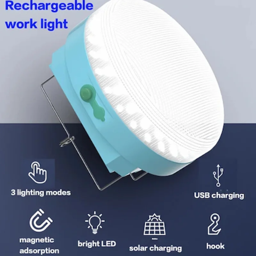 LUZ LED PORTATIL SOLAR RECARGABLE USB C CAMPING 3 INTENSIDADES LUZ BLANCA - Image 3