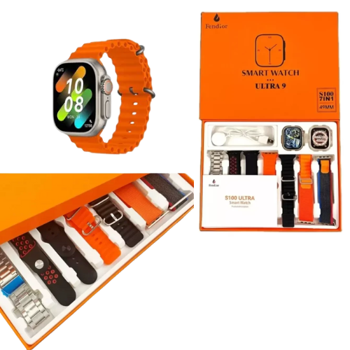 RELOJ INTELIGENTE SMARTWATCH S100 ULTRA 7 MALLAS DE COLORES 49MM