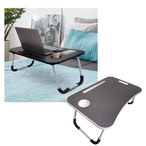 MESA SOPORTE NOTEBOOK PLEGABLE DESAYUNO PORTA VASO HASTA 17" SE ELEVA 23CM APROX