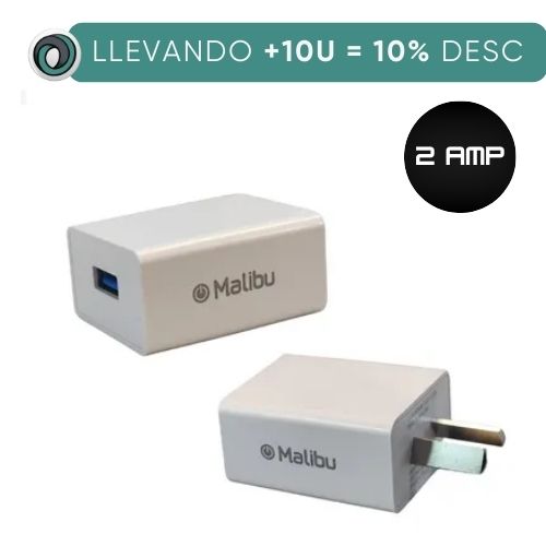 CARGADOR CABEZAL MALIBU 220V A USBx1 CABEZAL 2 AMP