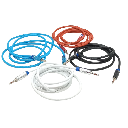 CABLE PLUG 3.5 A PLUG 3.5 AUXILIAR ENGOMADO REFORZADO COLORES 1.5MTS