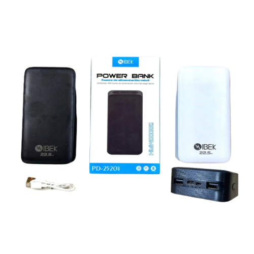 CARGADOR PORTATIL POWER BANK 20000MAH 2 USB MICRO USB / USB C IBEK