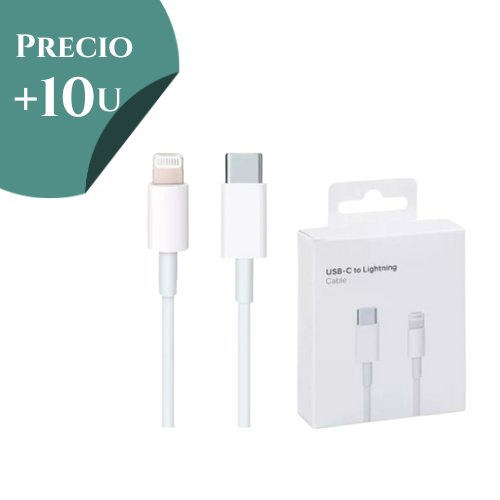 CABLE USB TIPO C A LIGHTNING IPHONE APPLE 1 MT EN CAJA *** PRECIO COMPRANDO + 10 UNIDADES ***
