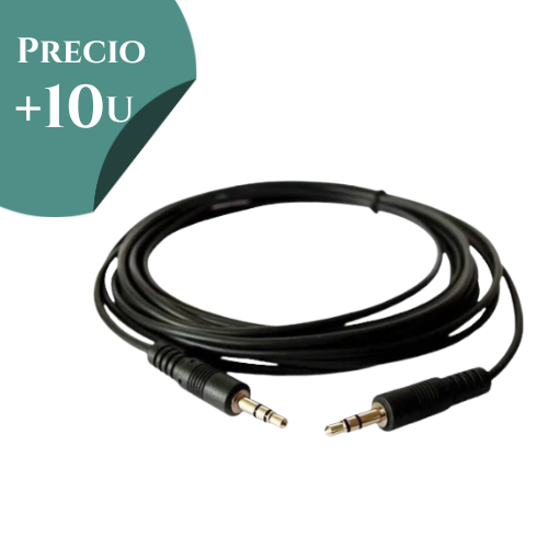 CABLE AUDIO PLUG 3.5 A PLUG 3.5 3 MTS BOLSA MACHO A MACHO *** PRECIO COMPRANDO + 10 UNIDADES ***