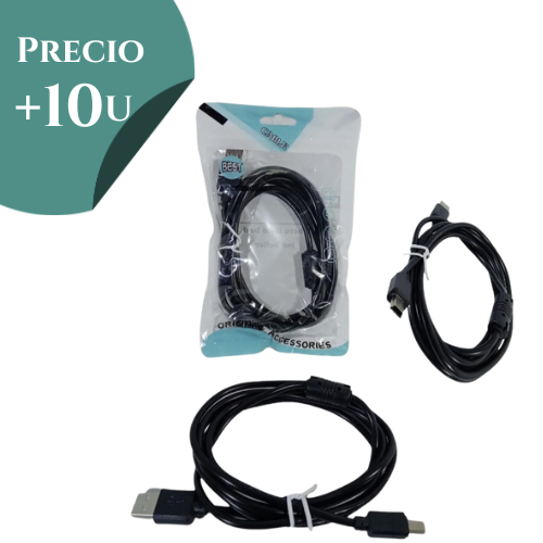 CABLE USB A MINI USB V3 5P PS3 CON FILTRO 1.5 MTS ***PRECIO COMPRANDO + 10 UNIDADES ***