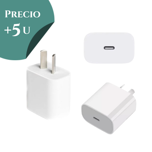 CARGADOR CABEZAL 220V A USB TIPO C HEMBRA CARGA RAPIDA 20W PATA ARGENTINA *** PRECIO COMPRANDO + 5 UNIDADES ***