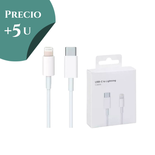 CABLE USB TIPO C A LIGHTNING IPHONE APPLE 2 MT EN CAJA *** PRECIO COMPRANDO + 5 UNIDADES ***