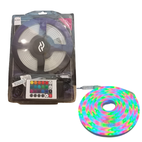 TIRA DE NEON RGB LED COLOR 5 METROS CON FUENTE Y CONTROL REMOTO