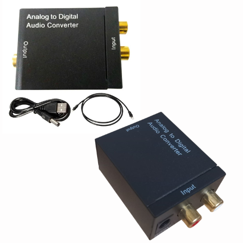ADAPTADOR CONVERSOR AUDIO RCA (ENTRADA) A DIGITAL COAXIAL (SALIDA) OPTICO TOSLINK + CABLE OPTICO S/FUENTE