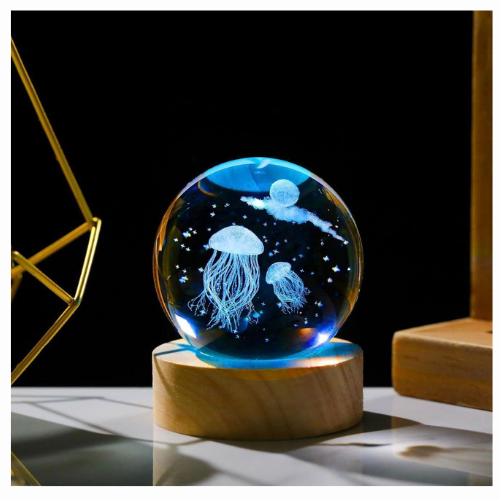 VELADOR LAMPARA ESFERA 3D DE CRISTAL MEDUSA LUCES DE CRISTAL
