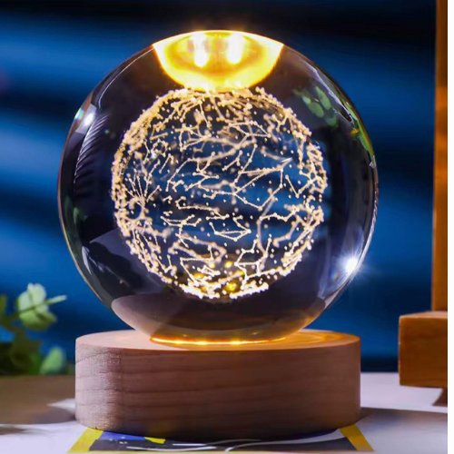 VELADOR LAMPARA ESFERA 3D DE CRISTAL CONSTELACIONES LUCES DE CRISTAL