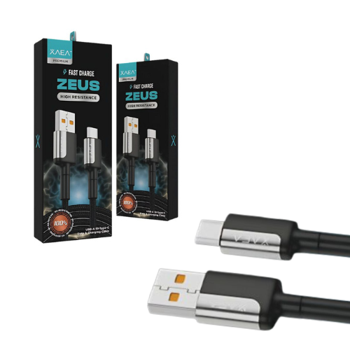 CABLE USB A USB TIPO C ZEUS FAST CHARGE XAEA PREMIUM 1 METRO PLATEADO
