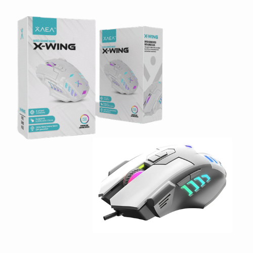 MOUSE GAMER CON CABLE X-WING XAEA RGB LED 1200/1800/2400/3600 6 COMANDO MODX-053 BLANCO