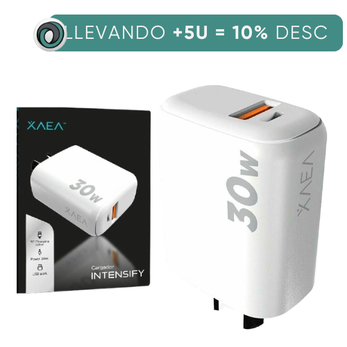 CARGADOR CABEZAL CELULAR 30W 1 USB HEMBRA 1 USB TIPO C XAEA