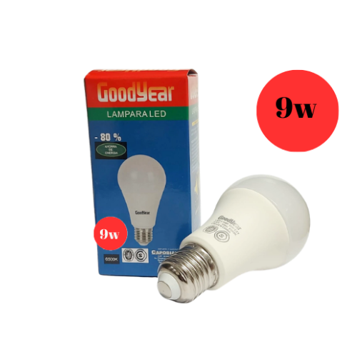 LAMPARA FOCO LED 9W LUZ FRIA 6500K ROSCA E27 GOODYEAR GOOD-9W