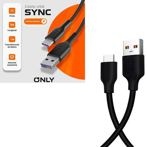 CABLE USB A USB TIPO C ONLY SYNC 1MTS NEGRO MODO-140-SYNC