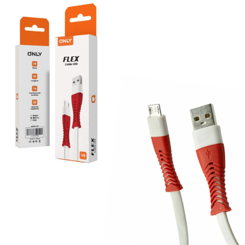 CABLE USB A MICRO USB V8 1 METROS FLEX BLANCO