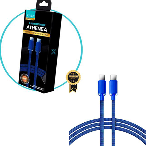 CABLE USB TIPO C A USB TIPO C 1 MT XAEA ATHENEA PREMIUM AZUL