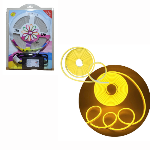 TIRA NEON LED BLANCO CALIDO CON FUENTE 5MT N06