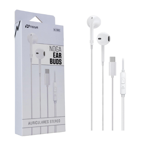 AURICULAR NOGA MANOS LIBRES CABLE CON MICROFONO CONECTOR TIPO C BLANCO