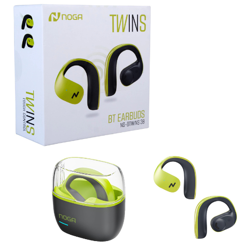 AURICULAR BLUETOOTH 5.0 TWINS MICROFONO MANOS LIBRES NEGRO Y VERDE